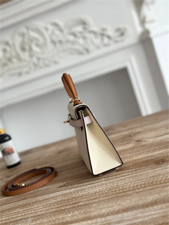 H**mes kelly mini ii bag epsom leather craie/mauve pale/gold hs