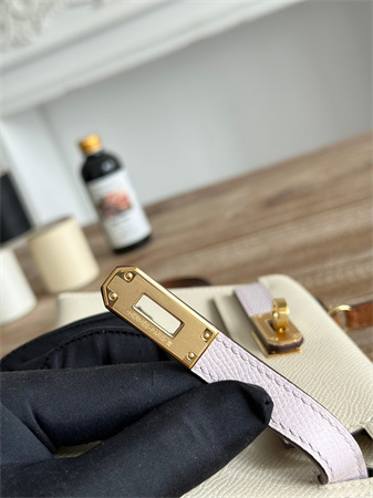 H**mes kelly mini ii bag epsom leather craie/mauve pale/gold hs