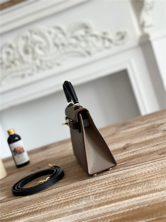 H**mes kelly mini ii bag epsom leather etoupe/ecorce/black hs