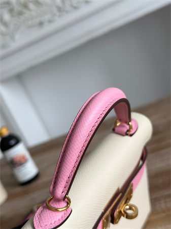 H**mes kelly mini ii bag epsom leather craie/mauve sylvestre hs