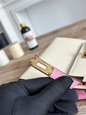 H**mes kelly mini ii bag epsom leather craie/mauve sylvestre hs