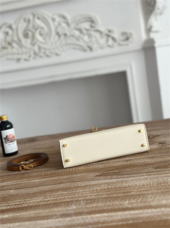 H**mes kelly mini ii bag epsom leather craie/jaune poussin/sesame hs