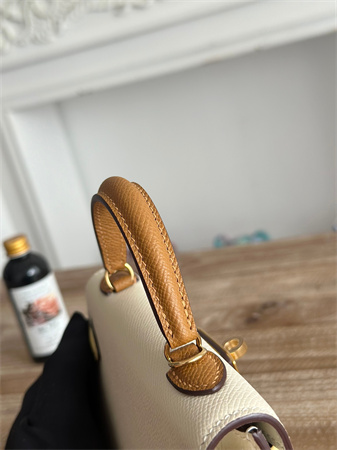 H**mes kelly mini ii bag epsom leather craie/jaune poussin/sesame hs