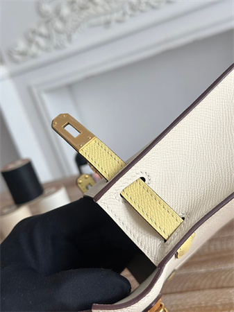 H**mes kelly mini ii bag epsom leather craie/jaune poussin/sesame hs