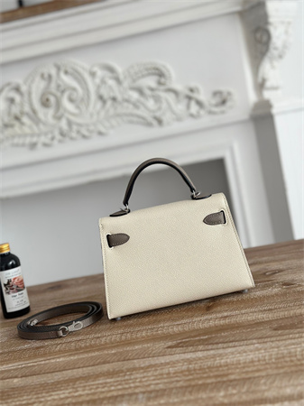 H**mes kelly mini ii bag epsom leather craie/grisasphalte hs