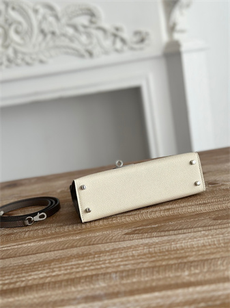 H**mes kelly mini ii bag epsom leather craie/grisasphalte hs