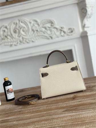 H**mes kelly mini ii bag epsom leather craie/etoupe hs