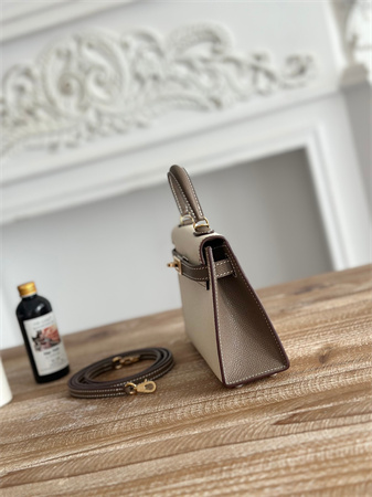 H**mes kelly mini ii bag epsom leather craie/etoupe hs