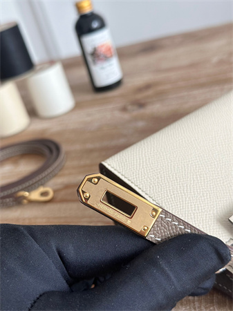 H**mes kelly mini ii bag epsom leather craie/etoupe hs