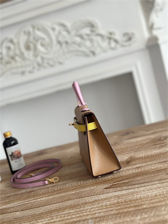 H**mes kelly mini ii bag epsom leather chai/lime/mauve sylvestre hs