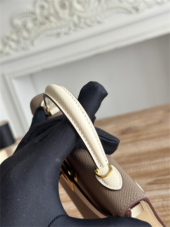 H**mes kelly mini ii bag epsom leather etoupe/craie hs