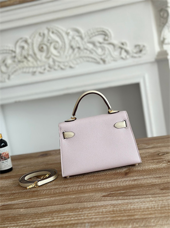 H**mes kelly mini ii bag epsom leather mauve pale/craie hs