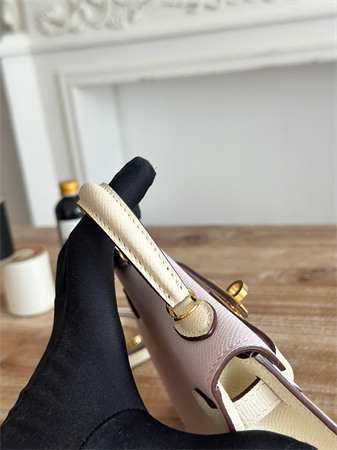 H**mes kelly mini ii bag epsom leather mauve pale/craie hs