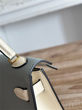 H**mes kelly mini ii bag epsom leather gris glacier/craie hs