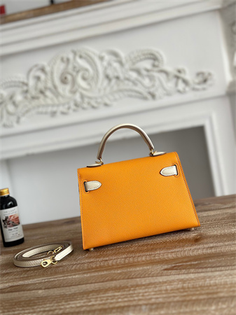 H**mes kelly mini ii bag epsom leather jaune d’or/craie hs