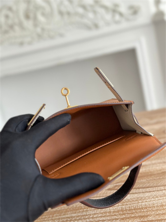 H**mes kelly mini ii bag epsom leather gold/craie/black hs