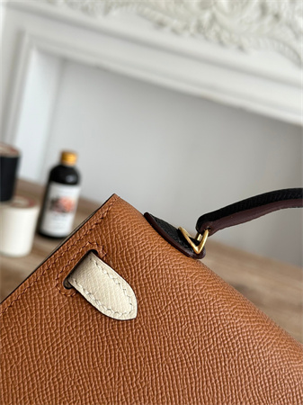 H**mes kelly mini ii bag epsom leather gold/craie/black hs