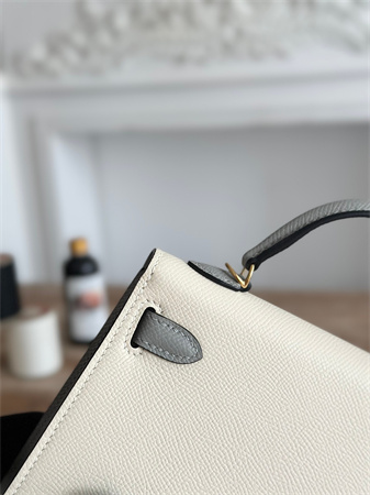 H**mes kelly mini ii bag epsom leather craie/gris glacier hs
