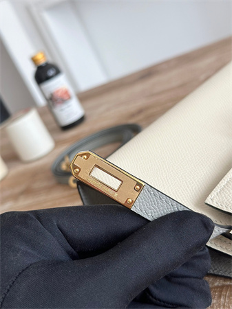 H**mes kelly mini ii bag epsom leather craie/gris glacier hs