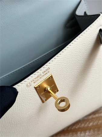 H**mes kelly mini ii bag epsom leather craie/gris glacier hs