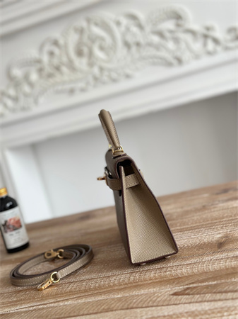 H**mes kelly mini ii bag epsom leather etoupe/gris tourterelle hs