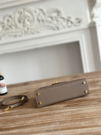 H**mes kelly mini ii bag epsom leather etoupe/gris tourterelle hs