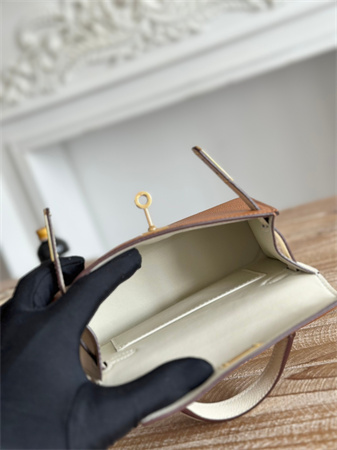 H**mes kelly mini ii bag epsom leather gold/craie hs