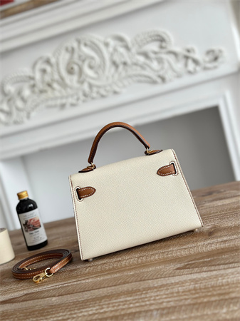 H**mes kelly mini ii bag epsom leather craie/gold hs