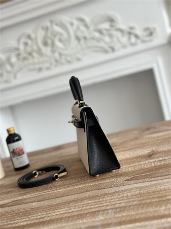 H**mes kelly mini ii bag epsom leather craie/black hs