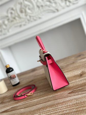 H**mes kelly mini ii bag epsom leather craie/lipstick pink hs