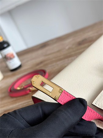 H**mes kelly mini ii bag epsom leather craie/lipstick pink hs