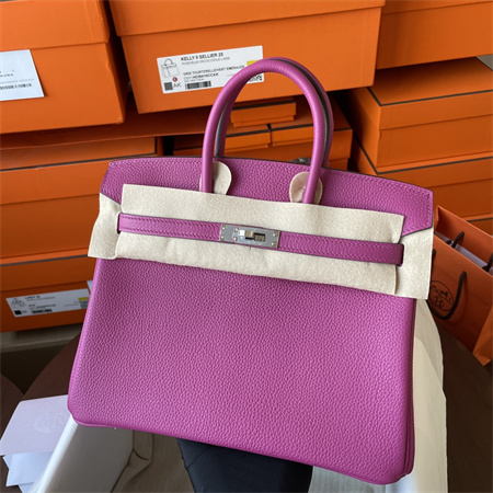 Bir.kin Bag TOGO Leather 25/30/35CM Gold/Silver Hardware In Rose Purple HS