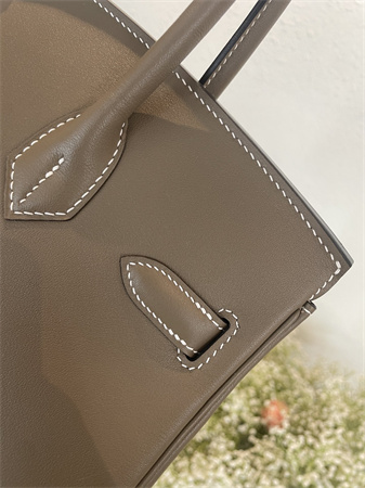 Bir.kin Shoulder Bag 29 Swift Leather Gold/Silver Tone Metal Etoupe Color HS