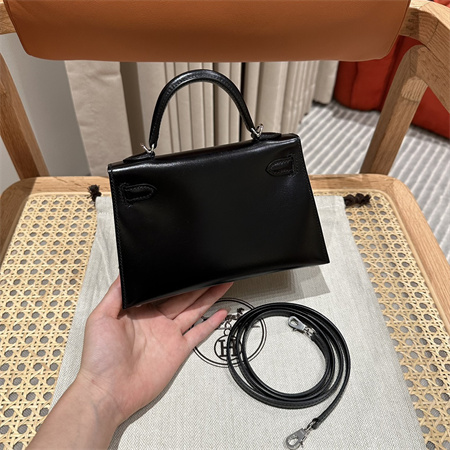 H**mes kelly mini ii bag box leather gold/silver tone metal black hs