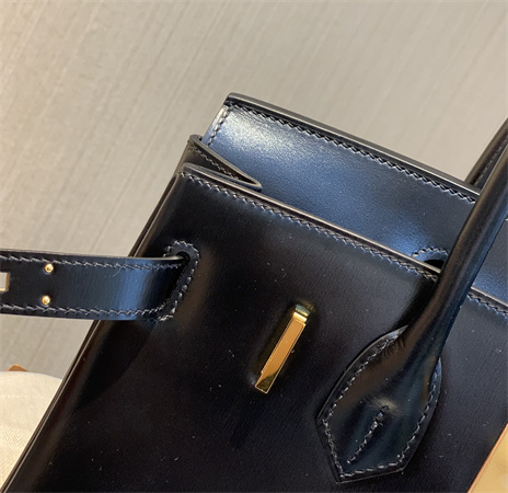 Bir.kin Bag Box Leather 25/30 Gold/Silver Hardware In Black HS