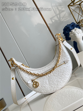 L.V Loop Handbag Ostrich leather White N85900