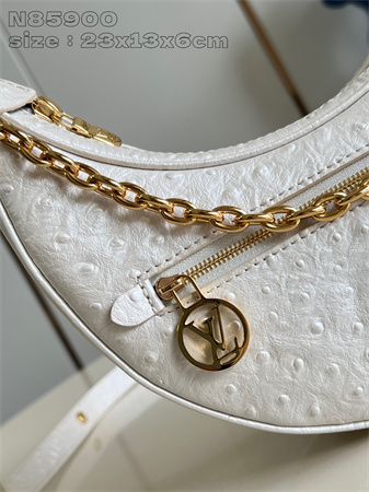 L.V Loop Handbag Ostrich leather White N85900
