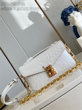 L.V POCHETTE M??TIS EAST WEST Ostrich Leather White N85902