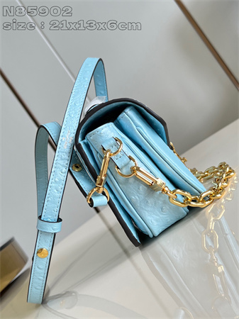 L.V POCHETTE M??TIS EAST WEST Ostrich Leather Blue N85902
