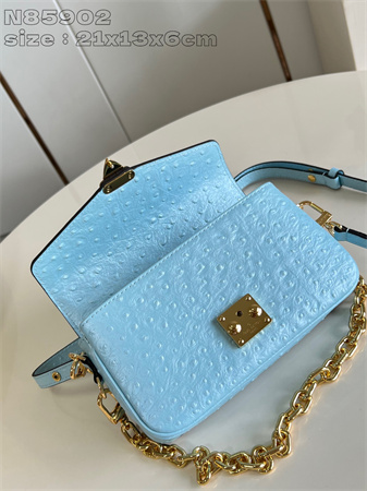 L.V POCHETTE M??TIS EAST WEST Ostrich Leather Blue N85902