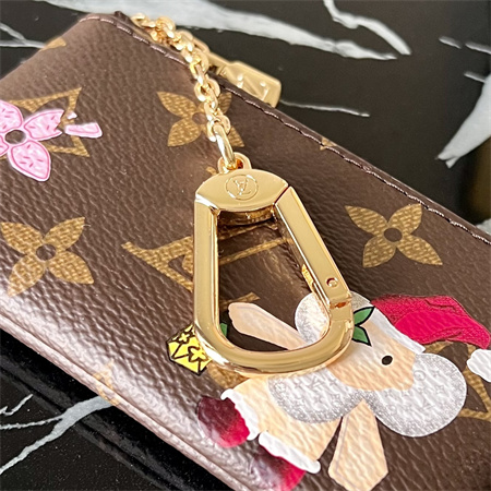 L.V Key Pouch Vivienne Holidays Monogram Canvas Inside Red M12217