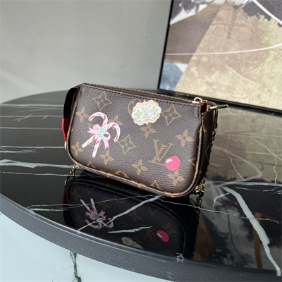 L.V Mini Pochette Accessories Monogram Canvas Vivienne Holidays Red M12205
