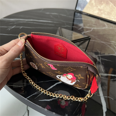 L.V Mini Pochette Accessories Monogram Canvas Vivienne Holidays Red M12205