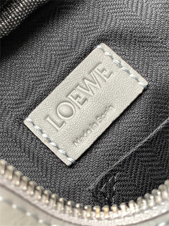 l0ew* xs military messenger bag in S*pple smooth calfskin and jacquard lt grey