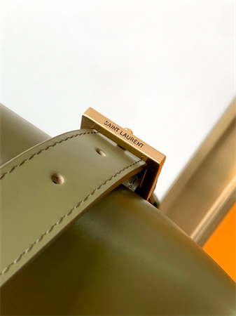 Y.S.L LE 37 In Shiny Leather Green Bucket Bag