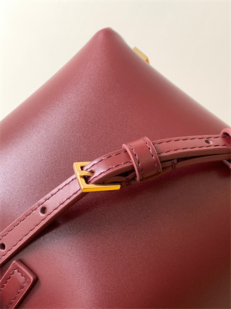 Y.S.L LE 37 Mini In Burgundy Shiny Leather Bucket Bag