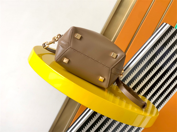 Y.S.L LE 37 Mini In Brown Shiny Leather Bucket Bag