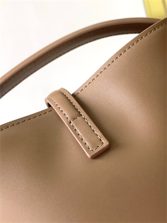 Y.S.L LE 37 Mini In Brown Shiny Leather Bucket Bag