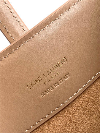 Y.S.L LE 37 Mini In Brown Shiny Leather Bucket Bag