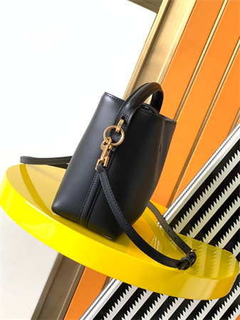 Y.S.L LE 37 Mini In Black Shiny Leather Bucket Bag